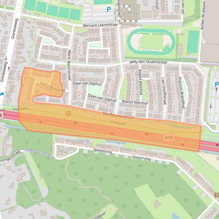 Kaart van postcodegebied 5026CE.