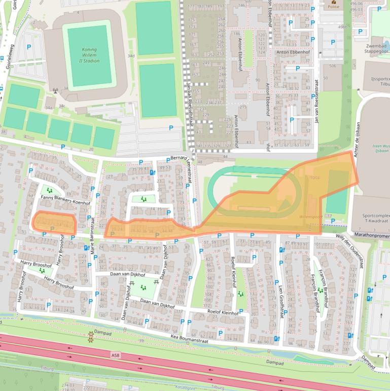 Kaart van postcodegebied 5026DA.