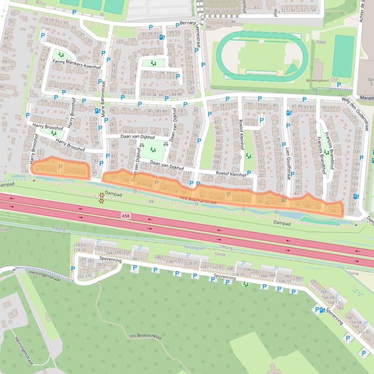 Kaart van postcodegebied 5026DG.