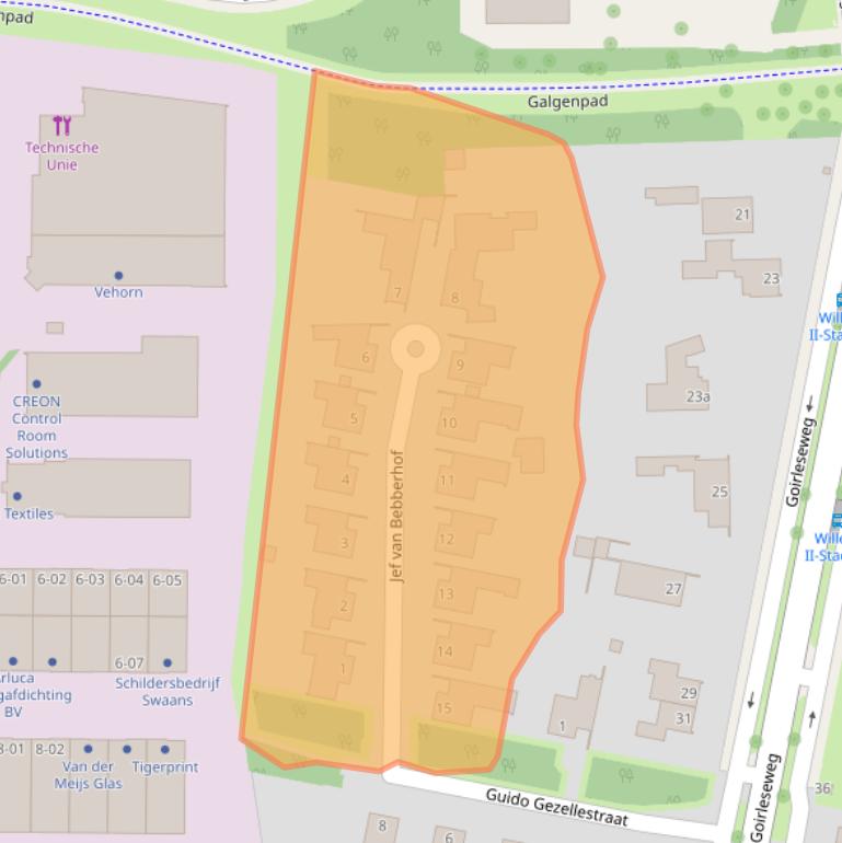Kaart van postcodegebied 5026PM.