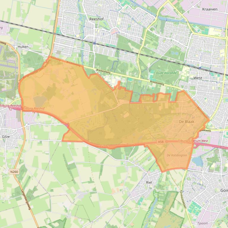 Kaart van postcodegebied 5032.