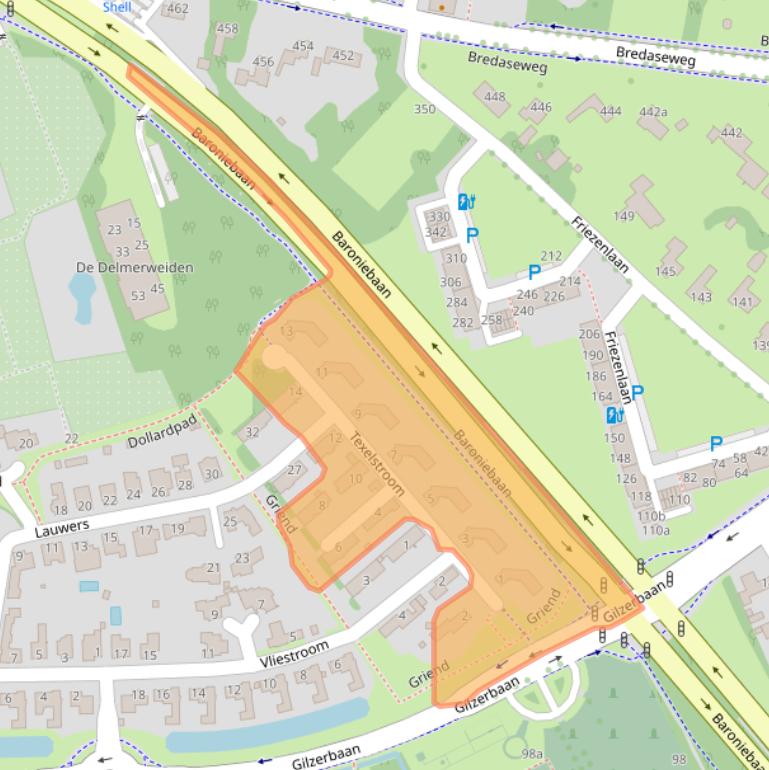 Kaart van postcodegebied 5032ZA.