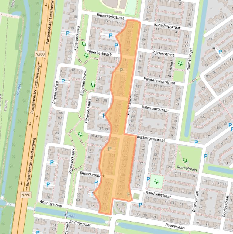Kaart van postcodegebied 5035BC.