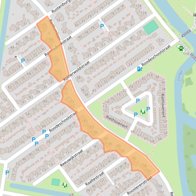 Kaart van postcodegebied 5035EB.