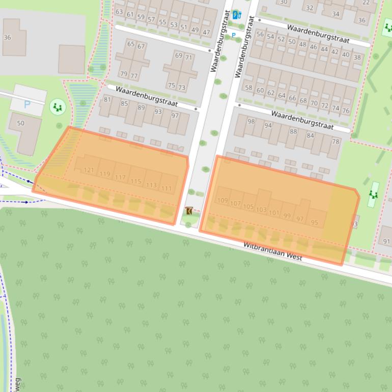 Kaart van postcodegebied 5036AD.