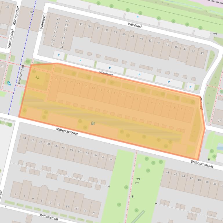 Kaart van postcodegebied 5036AS.