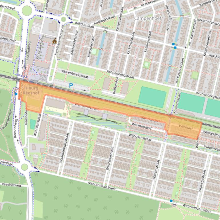 Kaart van postcodegebied 5036AT.