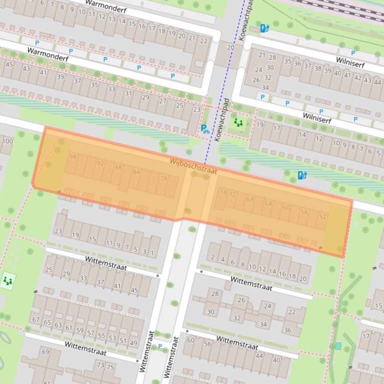 Kaart van postcodegebied 5036BB.