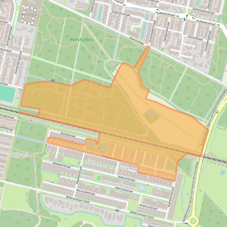 Kaart van postcodegebied 5036CB.