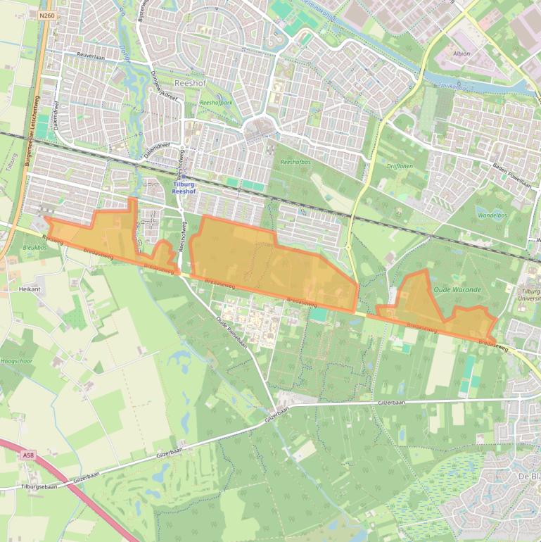 Kaart van postcodegebied 5036NA.