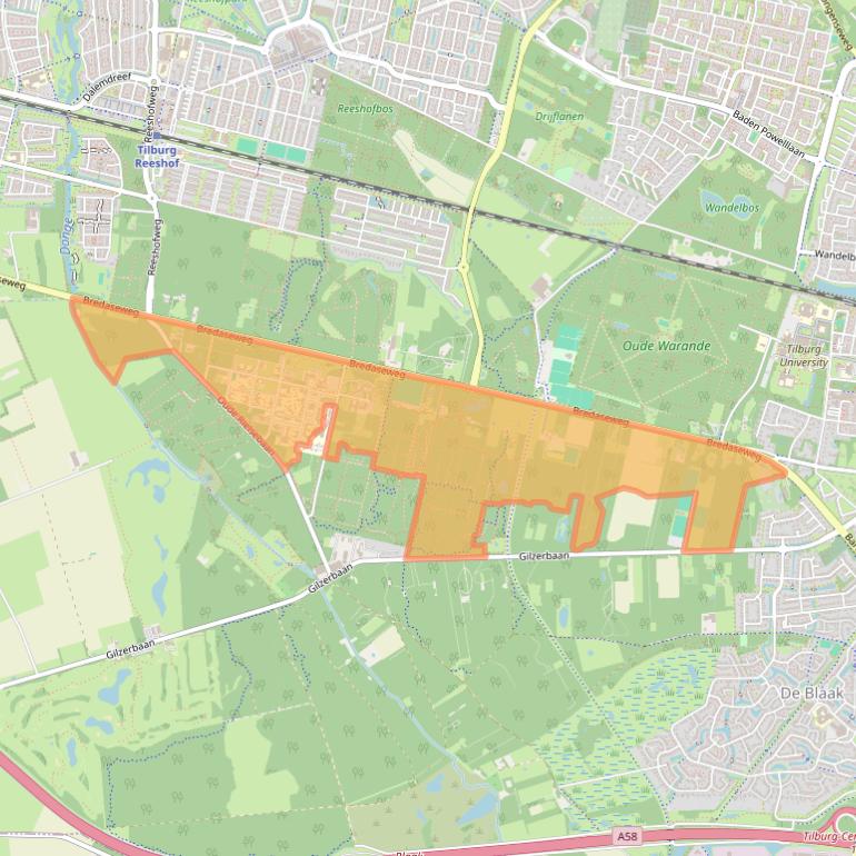 Kaart van postcodegebied 5036NB.