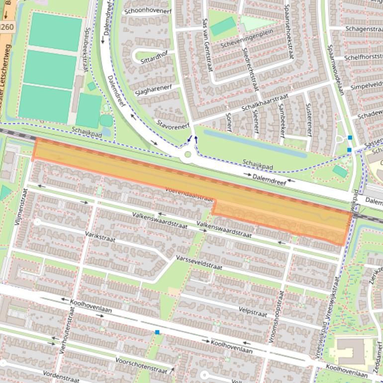 Kaart van postcodegebied 5036SB.