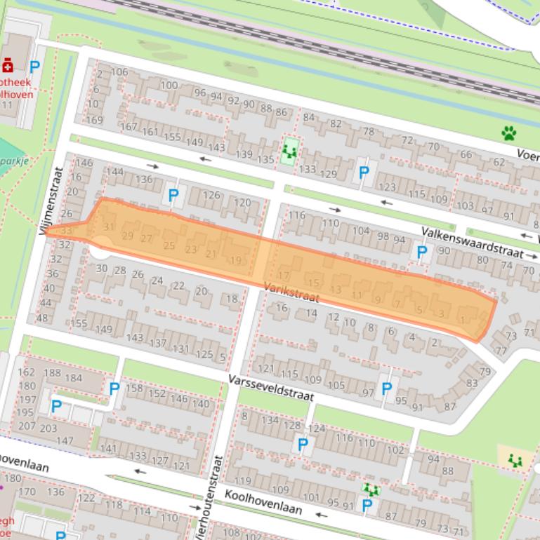 Kaart van postcodegebied 5036SR.