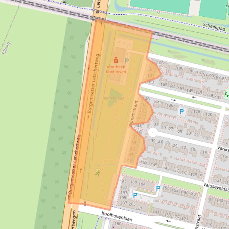 Kaart van postcodegebied 5036SV.