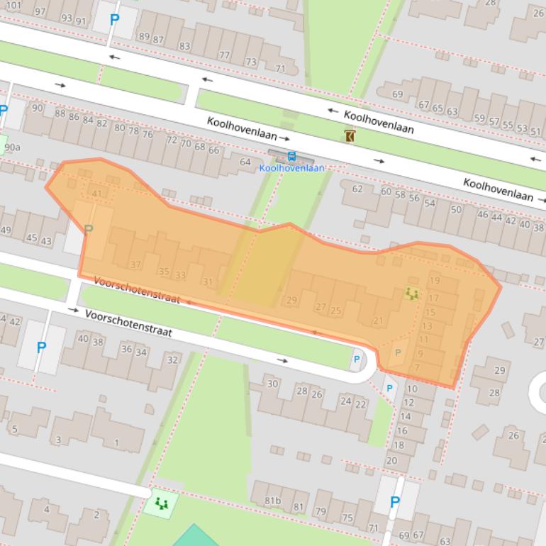 Kaart van postcodegebied 5036WD.