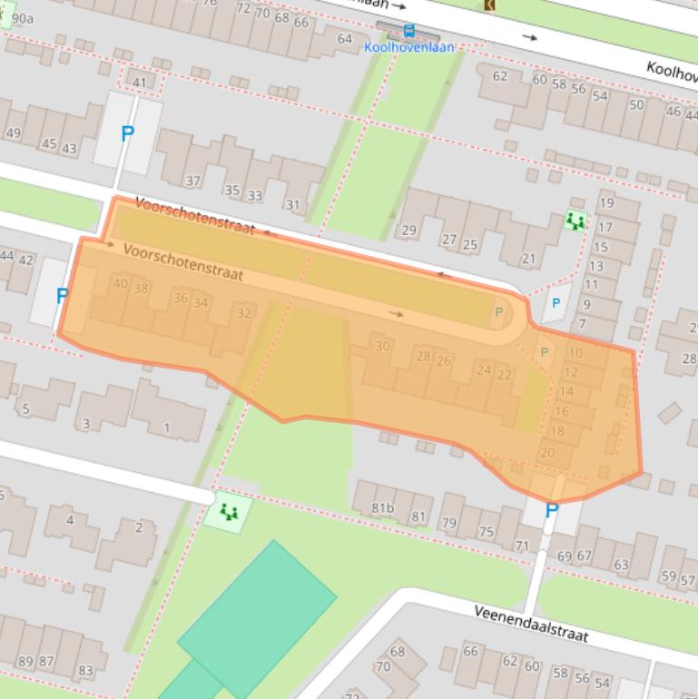 Kaart van postcodegebied 5036WG.
