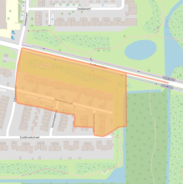 Kaart van postcodegebied 5036XB.