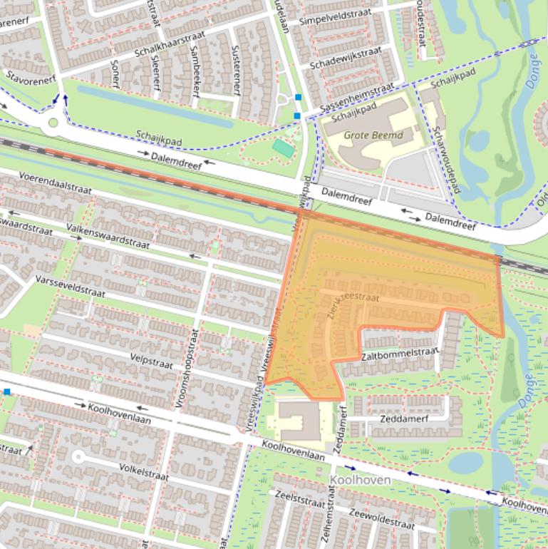 Kaart van postcodegebied 5036XH.