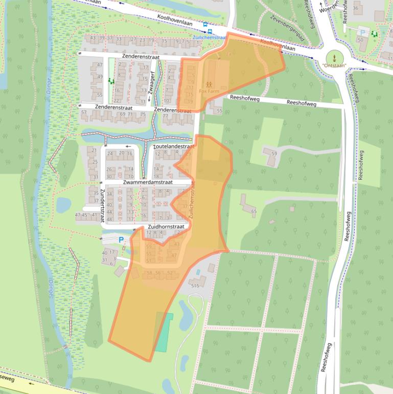 Kaart van postcodegebied 5036ZA.