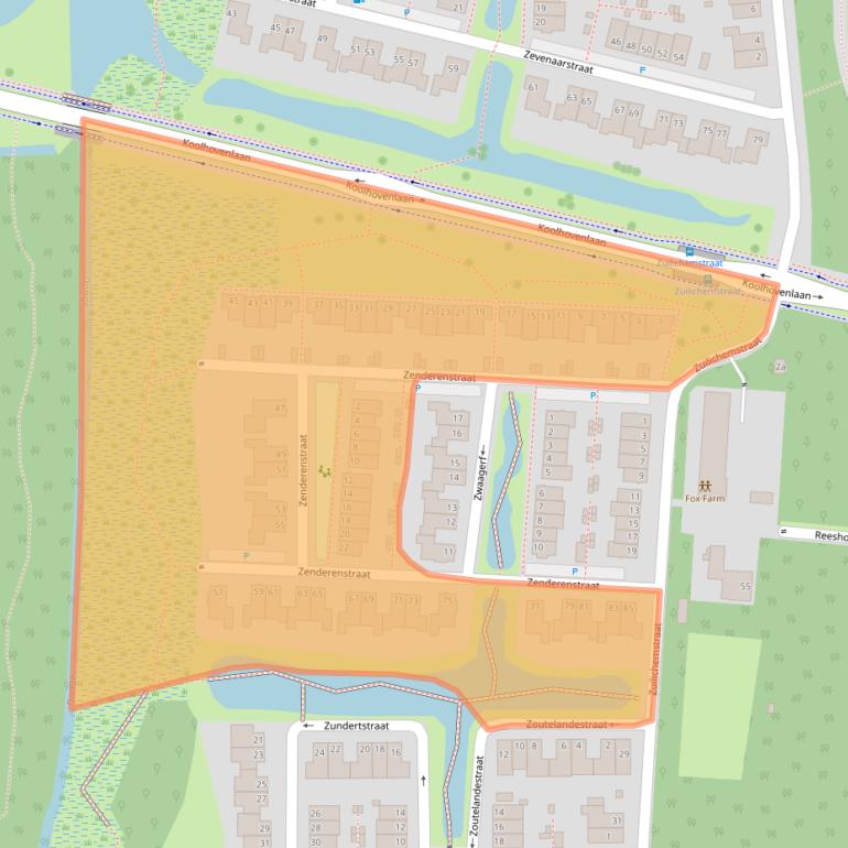 Kaart van postcodegebied 5036ZK.