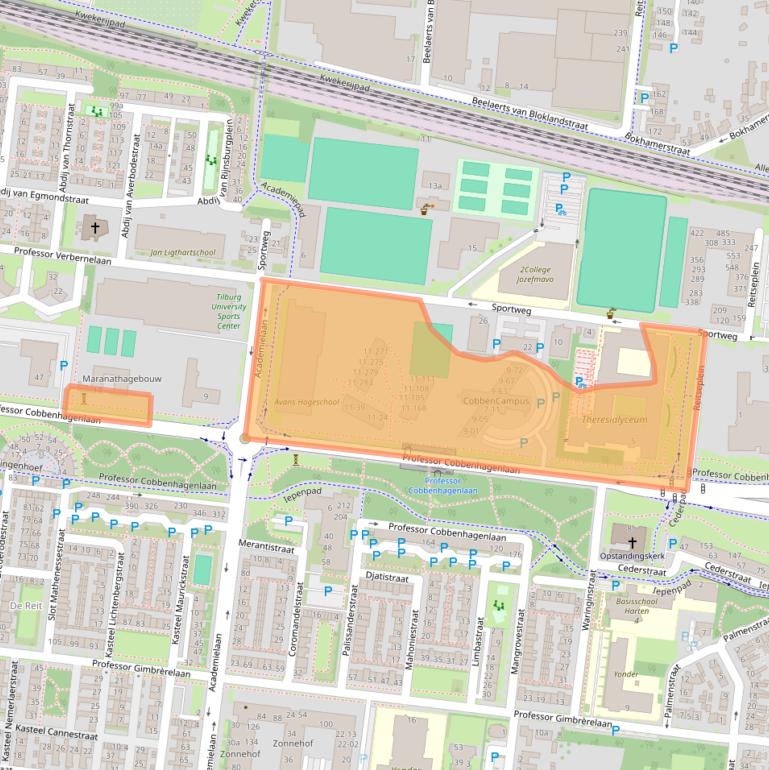 Kaart van postcodegebied 5037DA.