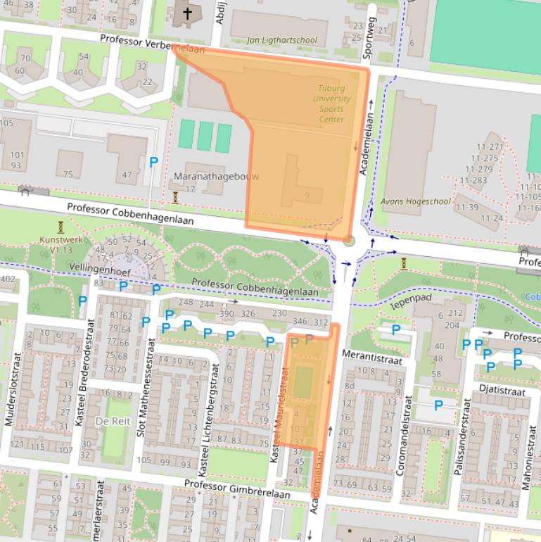 Kaart van postcodegebied 5037ET.