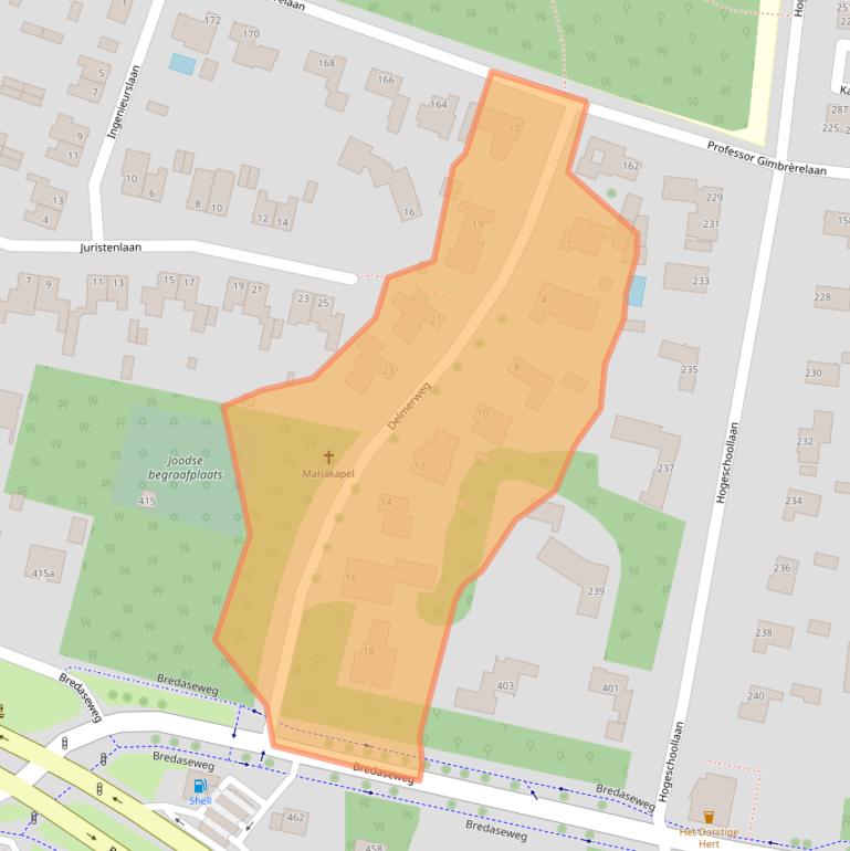 Kaart van postcodegebied 5037EX.