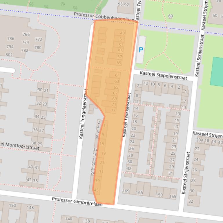 Kaart van postcodegebied 5037HS.