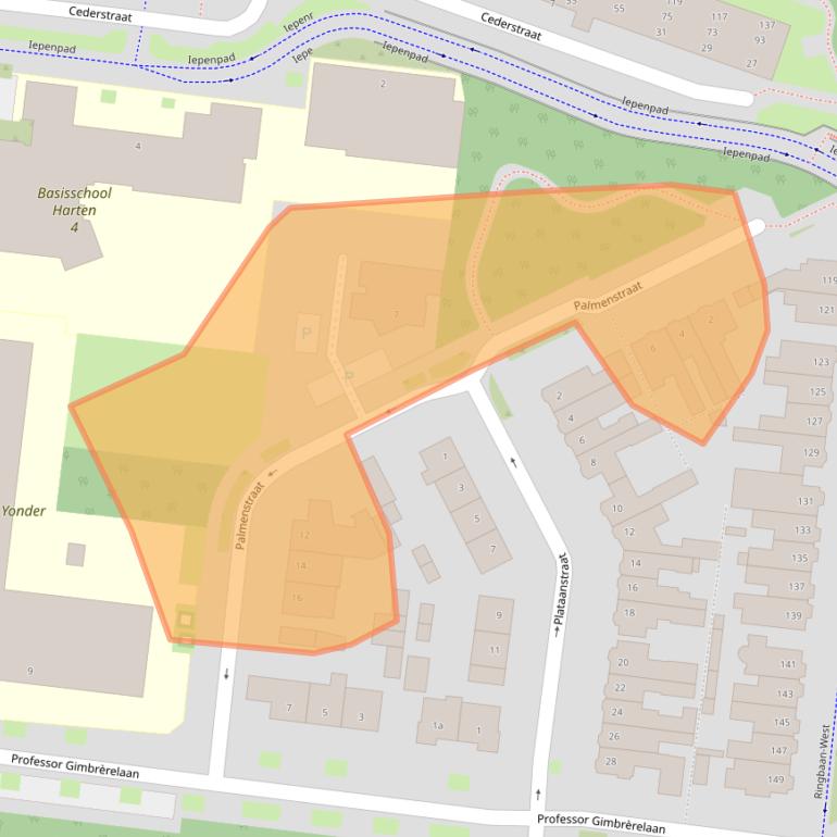 Kaart van postcodegebied 5037JA.