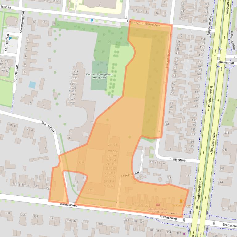 Kaart van postcodegebied 5037LA.