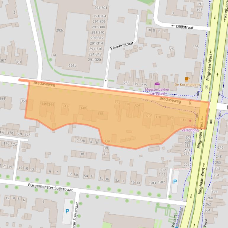 Kaart van postcodegebied 5037LE.