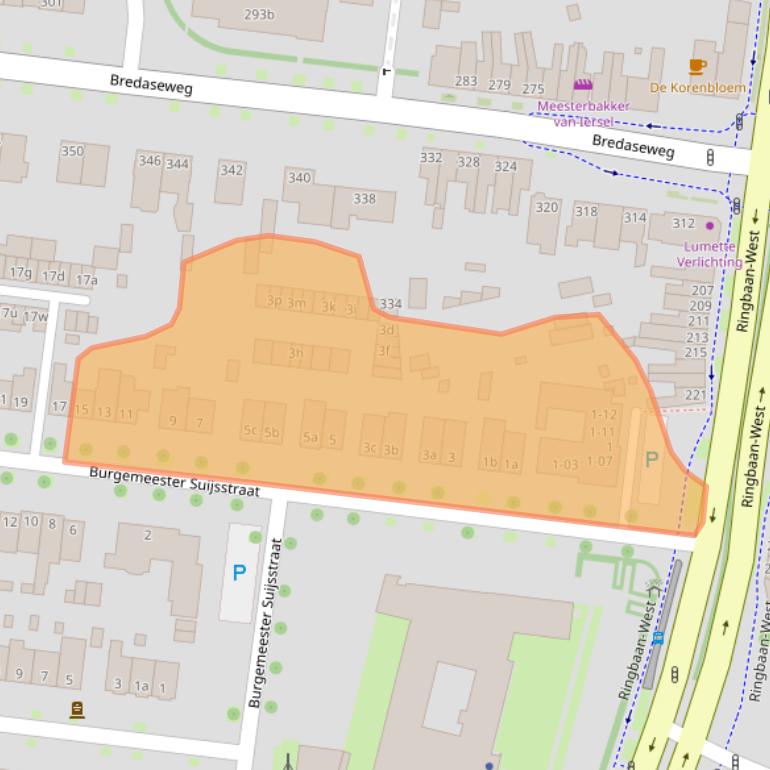 Kaart van postcodegebied 5037MA.