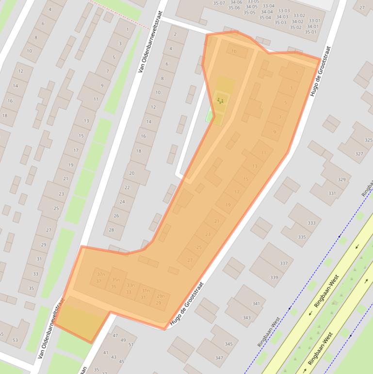 Kaart van postcodegebied 5037RA.
