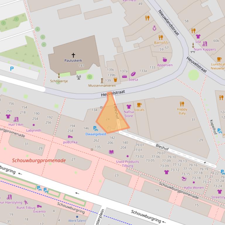 Kaart van postcodegebied 5038AW.