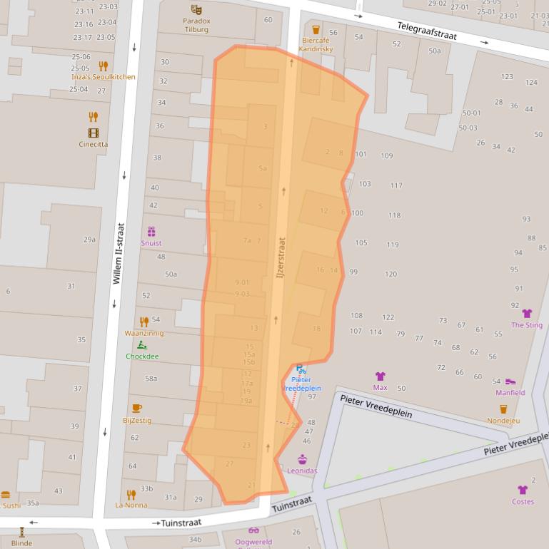 Kaart van postcodegebied 5038BN.