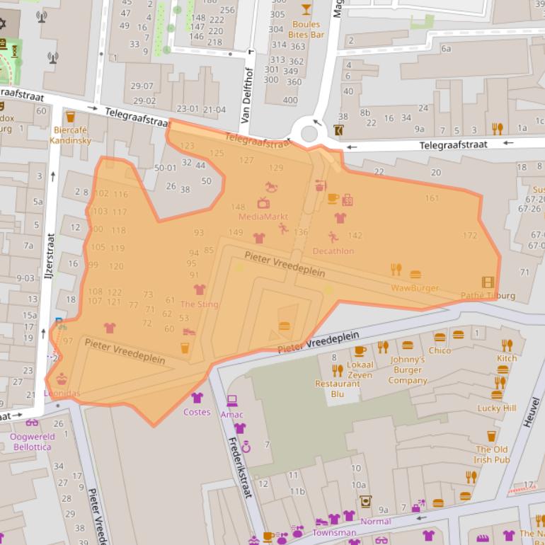 Kaart van postcodegebied 5038BW.