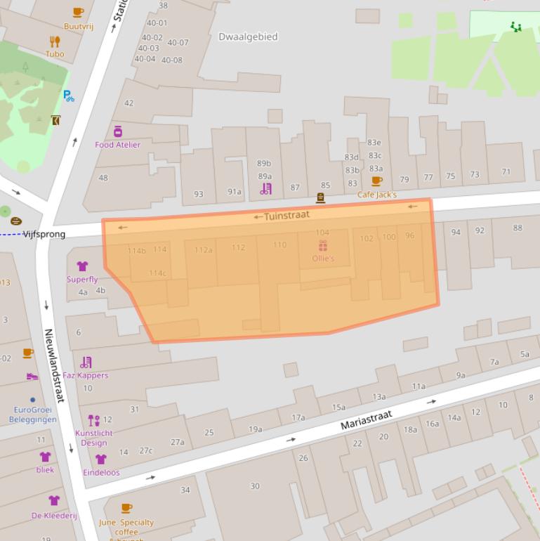 Kaart van postcodegebied 5038DE.