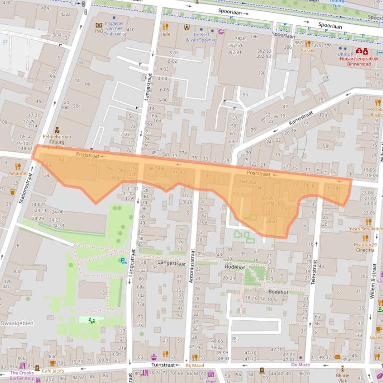 Kaart van postcodegebied 5038DH.