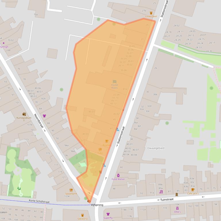 Kaart van postcodegebied 5038EC.
