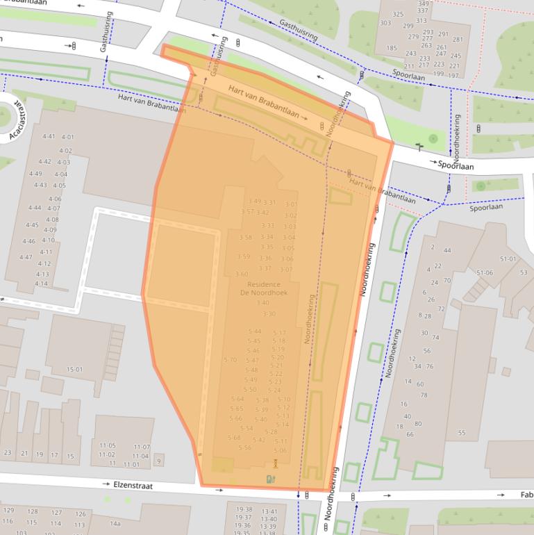 Kaart van postcodegebied 5038GA.