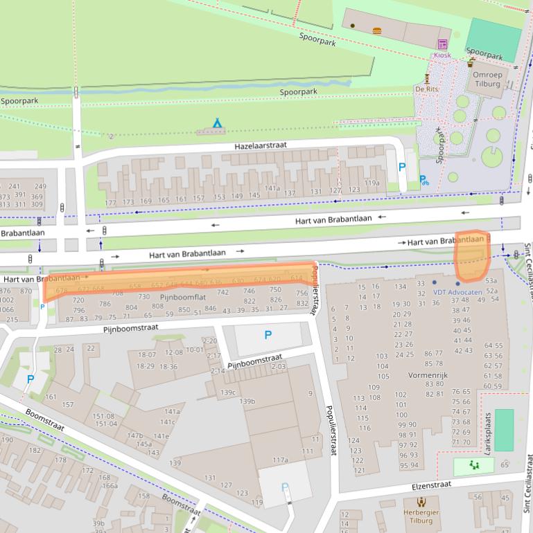 Kaart van postcodegebied 5038JA.