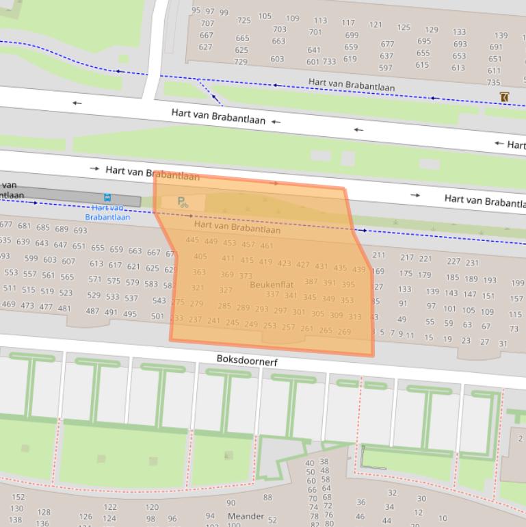 Kaart van postcodegebied 5038KB.