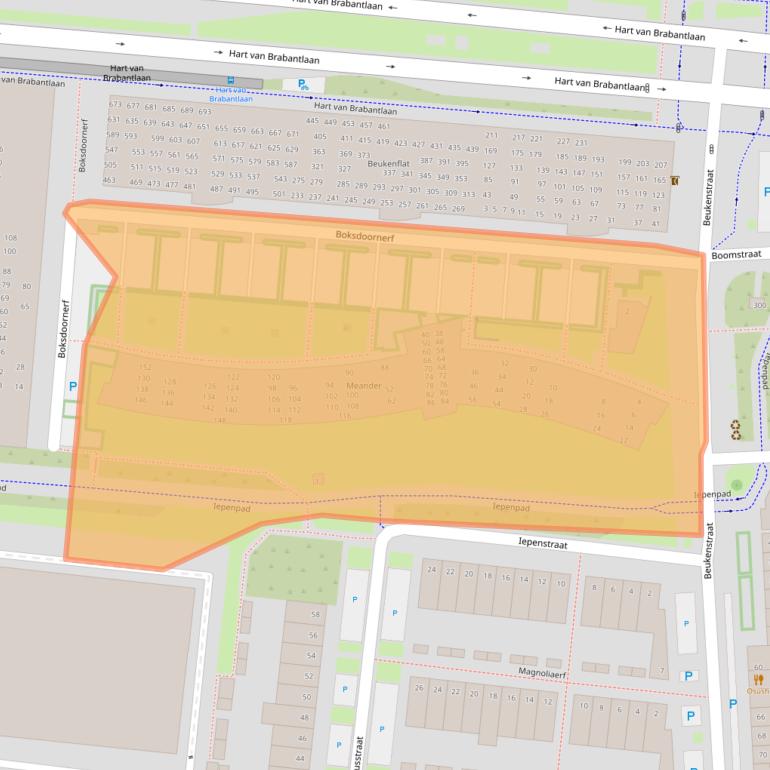 Kaart van postcodegebied 5038KD.