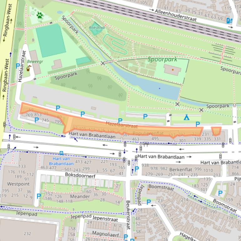 Kaart van postcodegebied 5038LP.