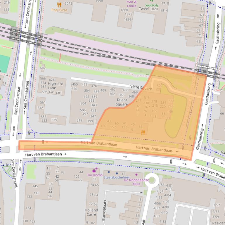 Kaart van postcodegebied 5038LX.