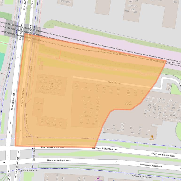 Kaart van postcodegebied 5038LZ.