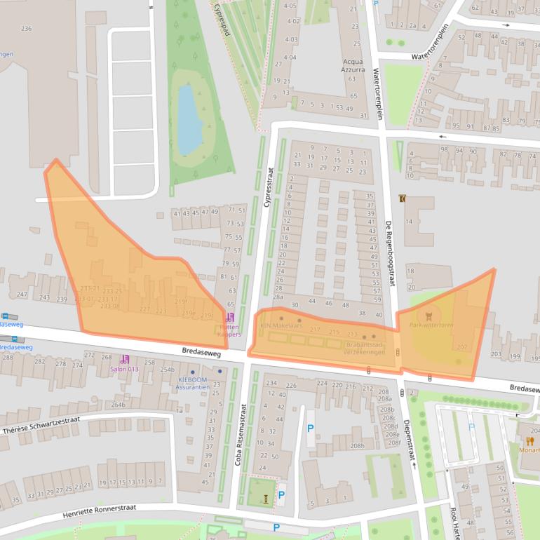 Kaart van postcodegebied 5038NE.
