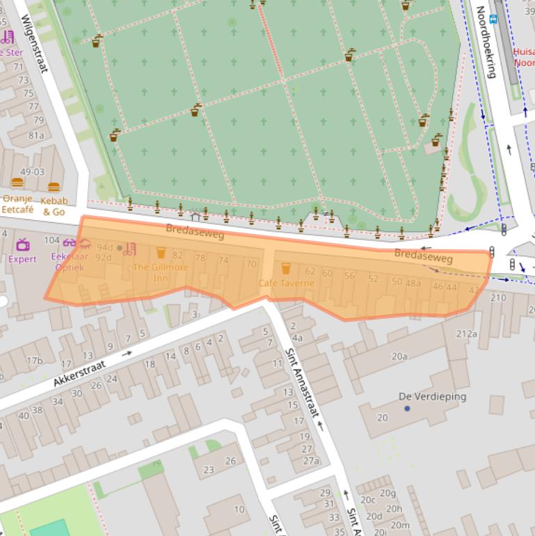 Kaart van postcodegebied 5038NH.