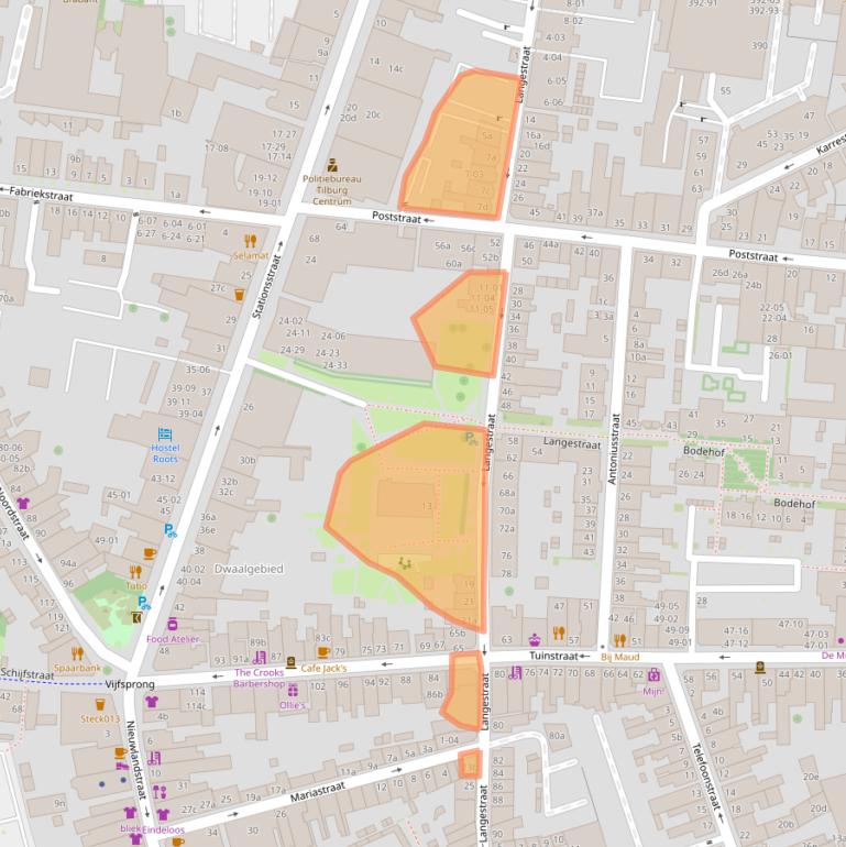 Kaart van postcodegebied 5038SB.