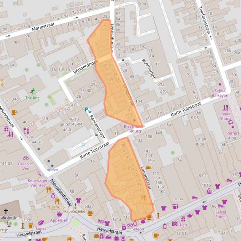 Kaart van postcodegebied 5038SC.